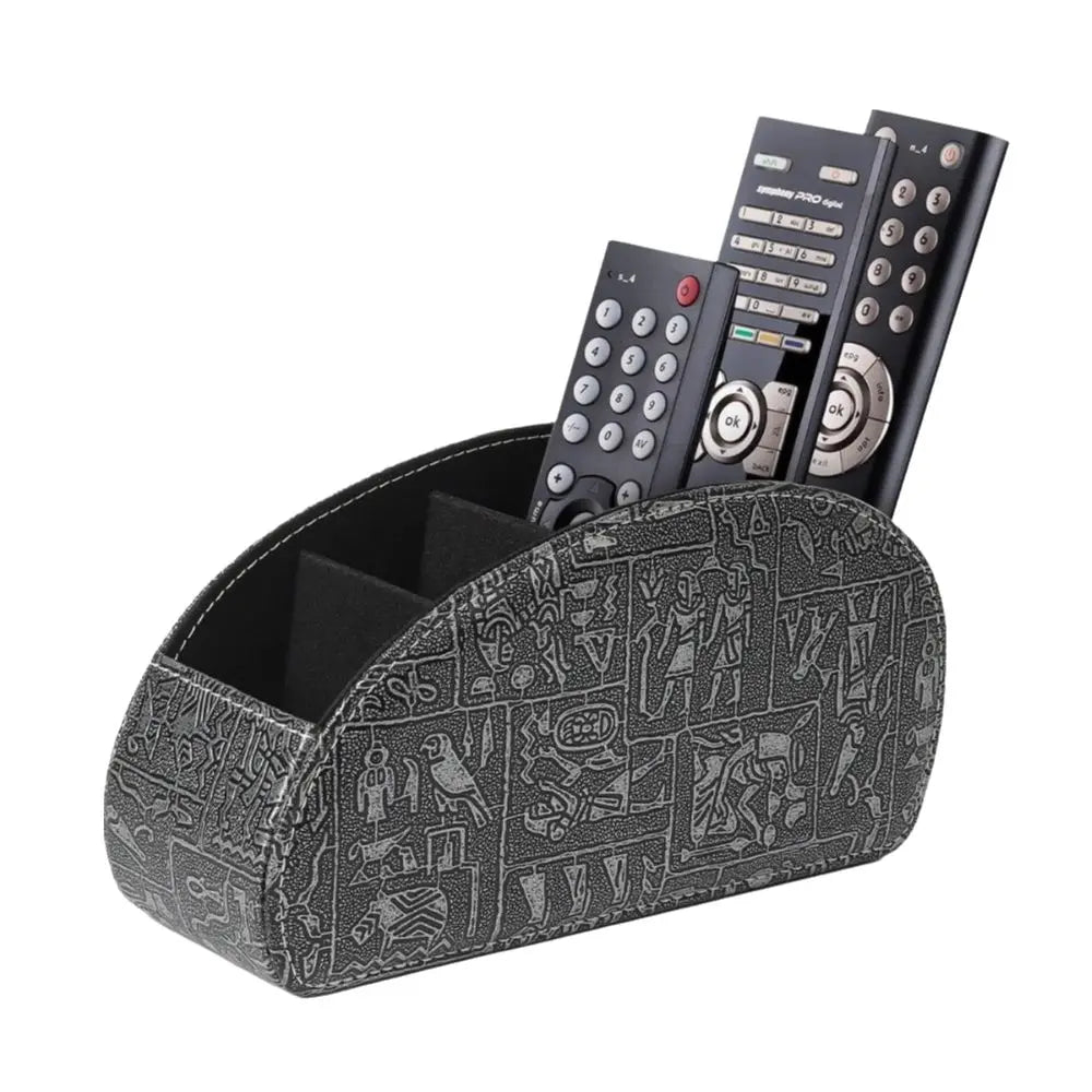 PU Leather Remote Control Holder & Desk Organizer Box
