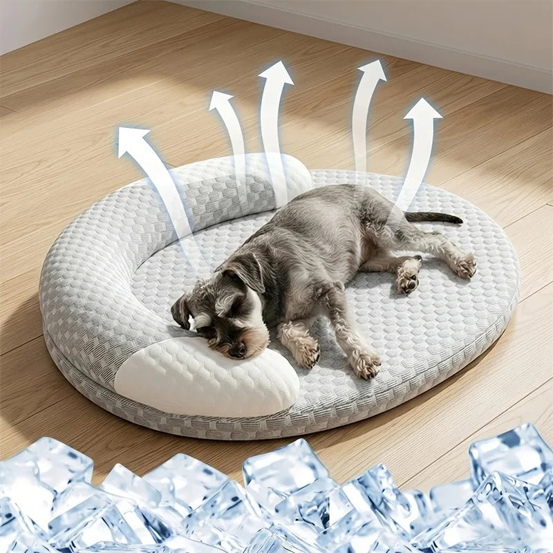 Cooling Raised Edge Pet Bed – Non-Slip Washable Dog & Cat Bed