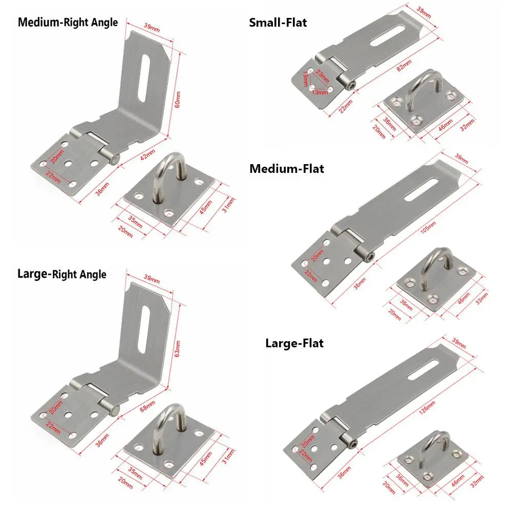 Padlock Hasp Door Clasp Lock 90 Degree Right Angle Shed Gate Latch
