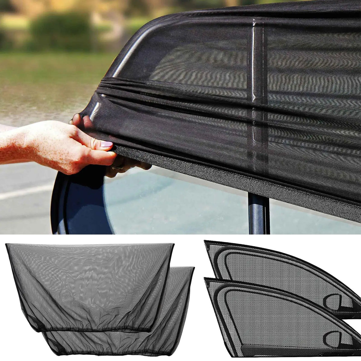 2-Pack Car Side Window Sunshade – UV Mesh Curtain