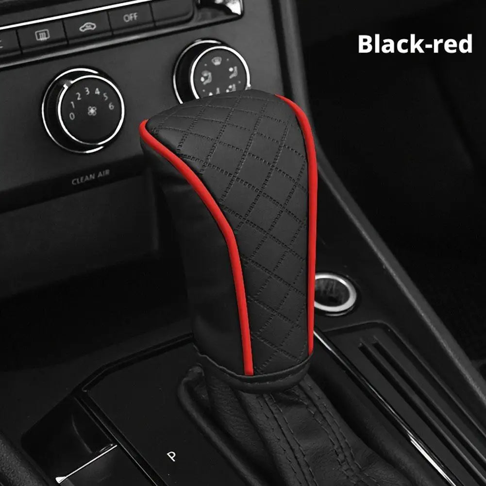 Car Gear Shift Cover Universal Bovine Leather Breathable Carbon Fiber