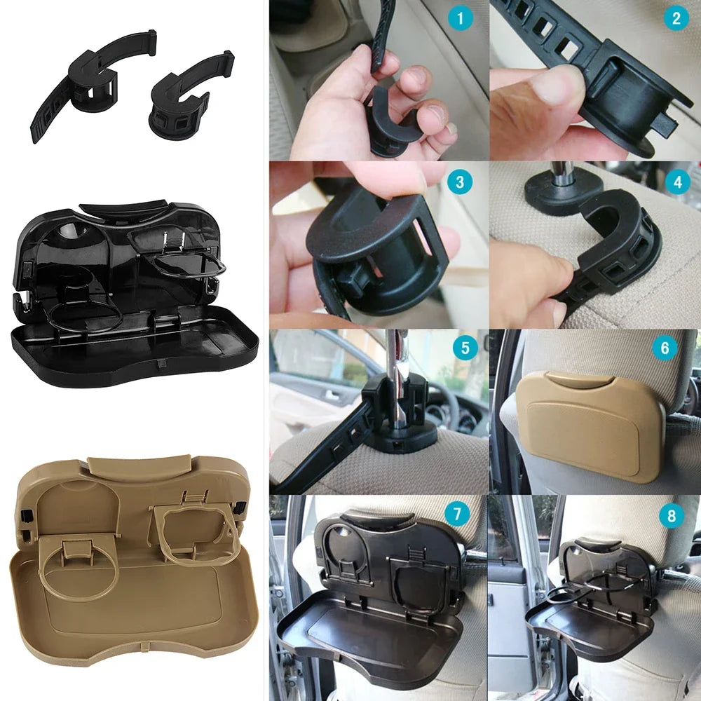 Foldable Car Back Seat Tray Table & Cup Holder