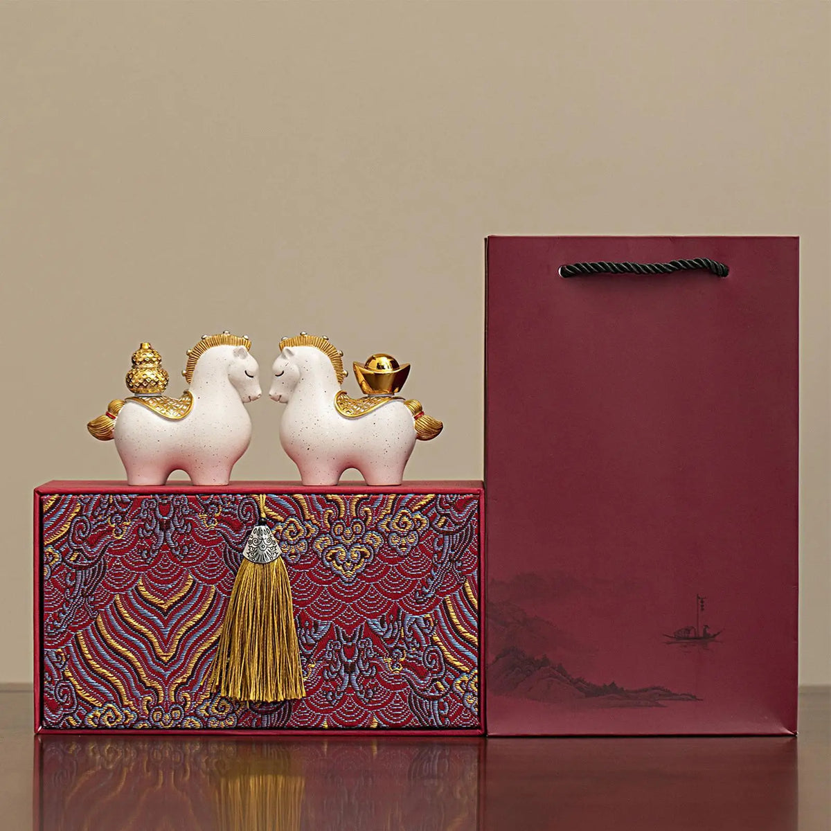 Chinese New Year 2026 Horse Statue Set of 2 | Lunar New Year Decor