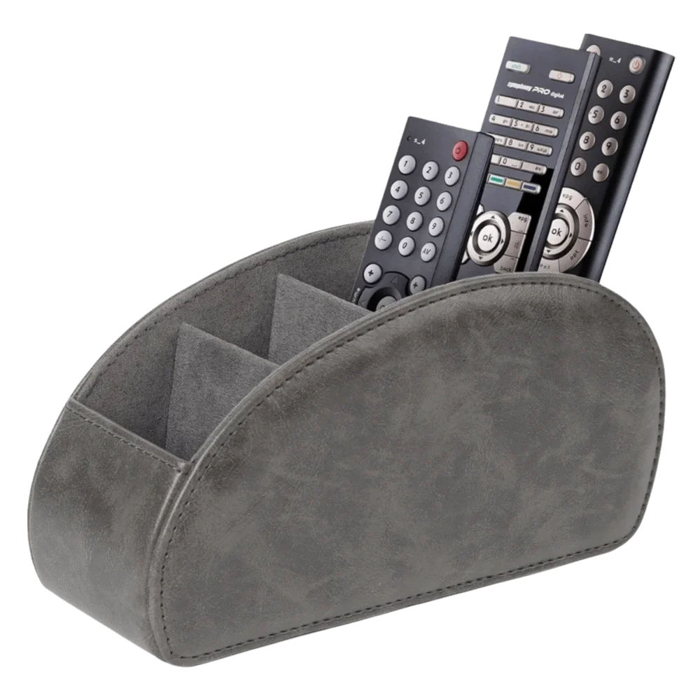PU Leather Remote Control Holder & Desk Organizer Box