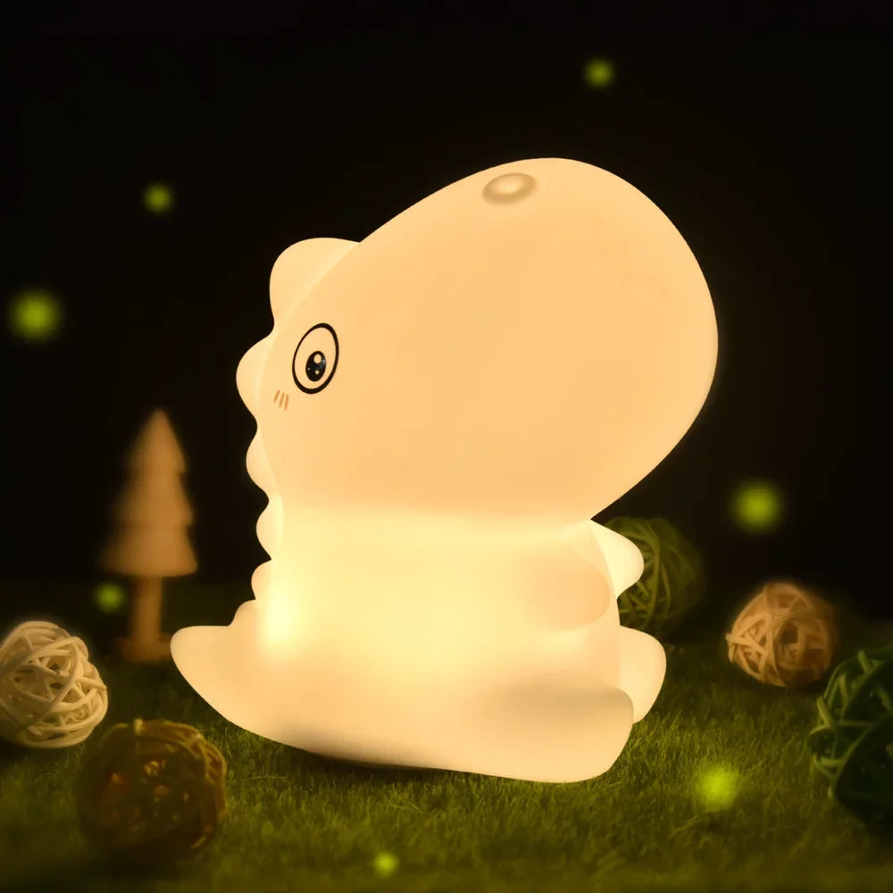 Dinosaur Silicone LED Night Light – USB Rechargeable Kids Lamp