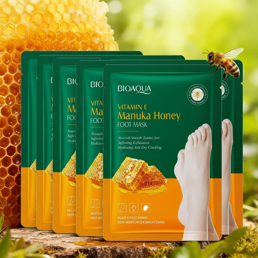 Vitamin E & Manuka Honey Foot Mask – Moisturizing Exfoliator
