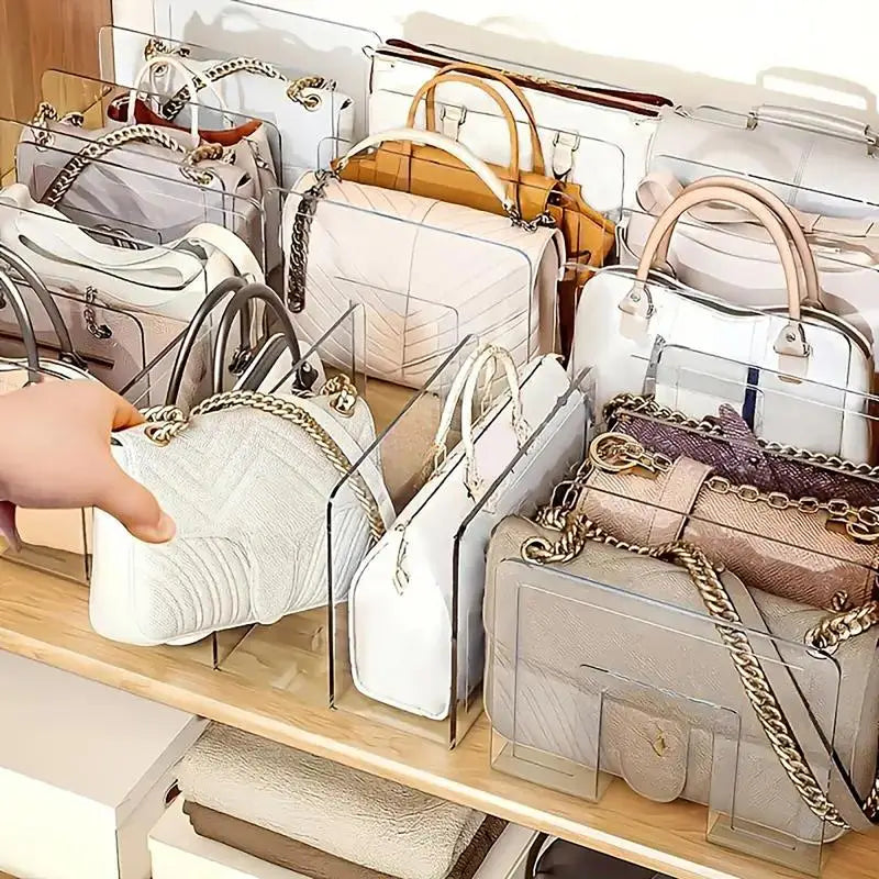 Purse Storage Organizer Closet 4 Slots Clear Shelf Dividers Clutch