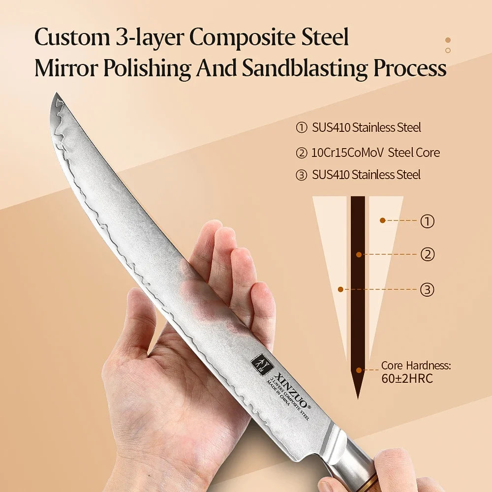 XINZUO 10-Inch Carving Knife | 10Cr15CoMoV Steel Pakkawood