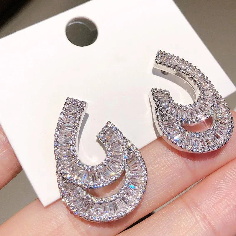 Huitan Irregular Water Drop CZ Earrings | Women's Fashion Jewelry