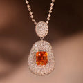 Huitan Pear Shape Orange Red CZ Pendant Necklace | Bead Chain