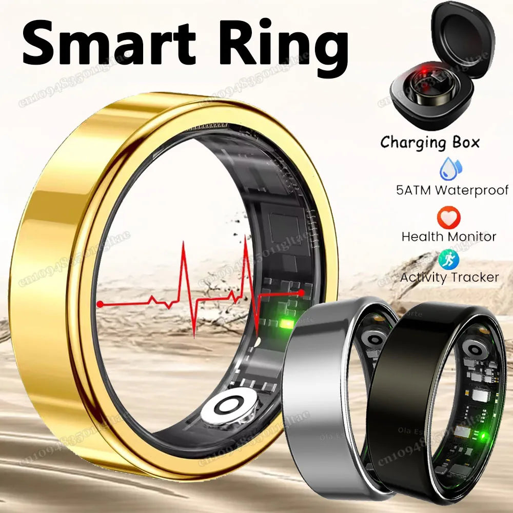 R09 Smart Ring Men Women Charging Case Heart Rate Blood Oxygen Skin