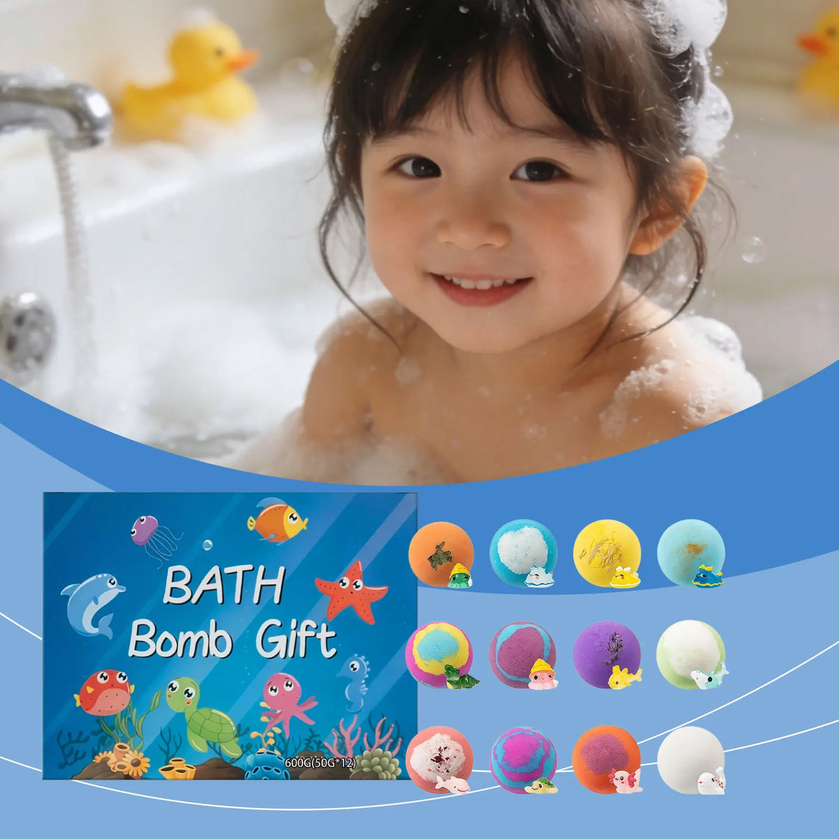 Kids Bath Bombs with Hidden Surprise Toys – 12-Piece Gift Set