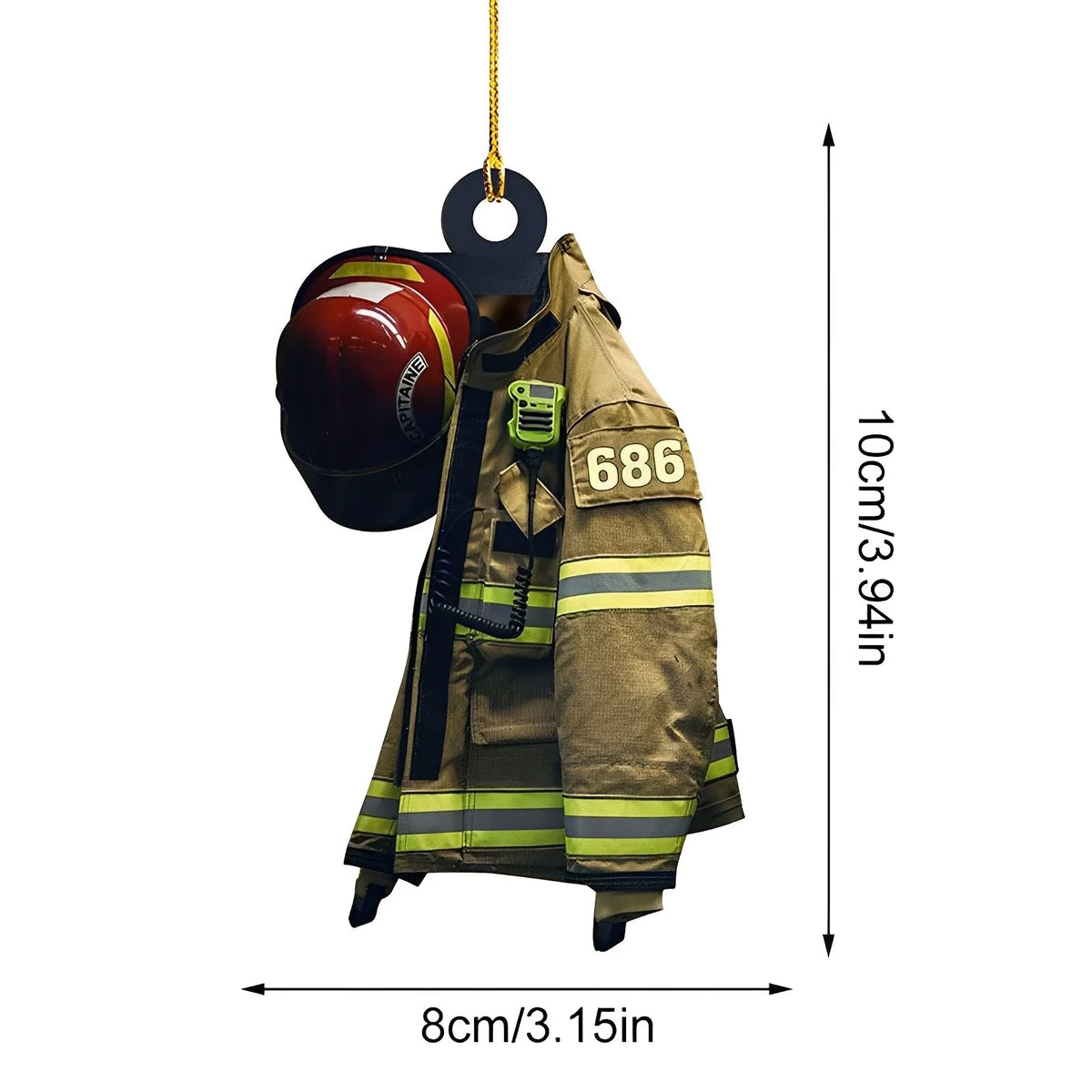 Firefighter Christmas Ornament Pendant with Lanyard | Holiday Decor