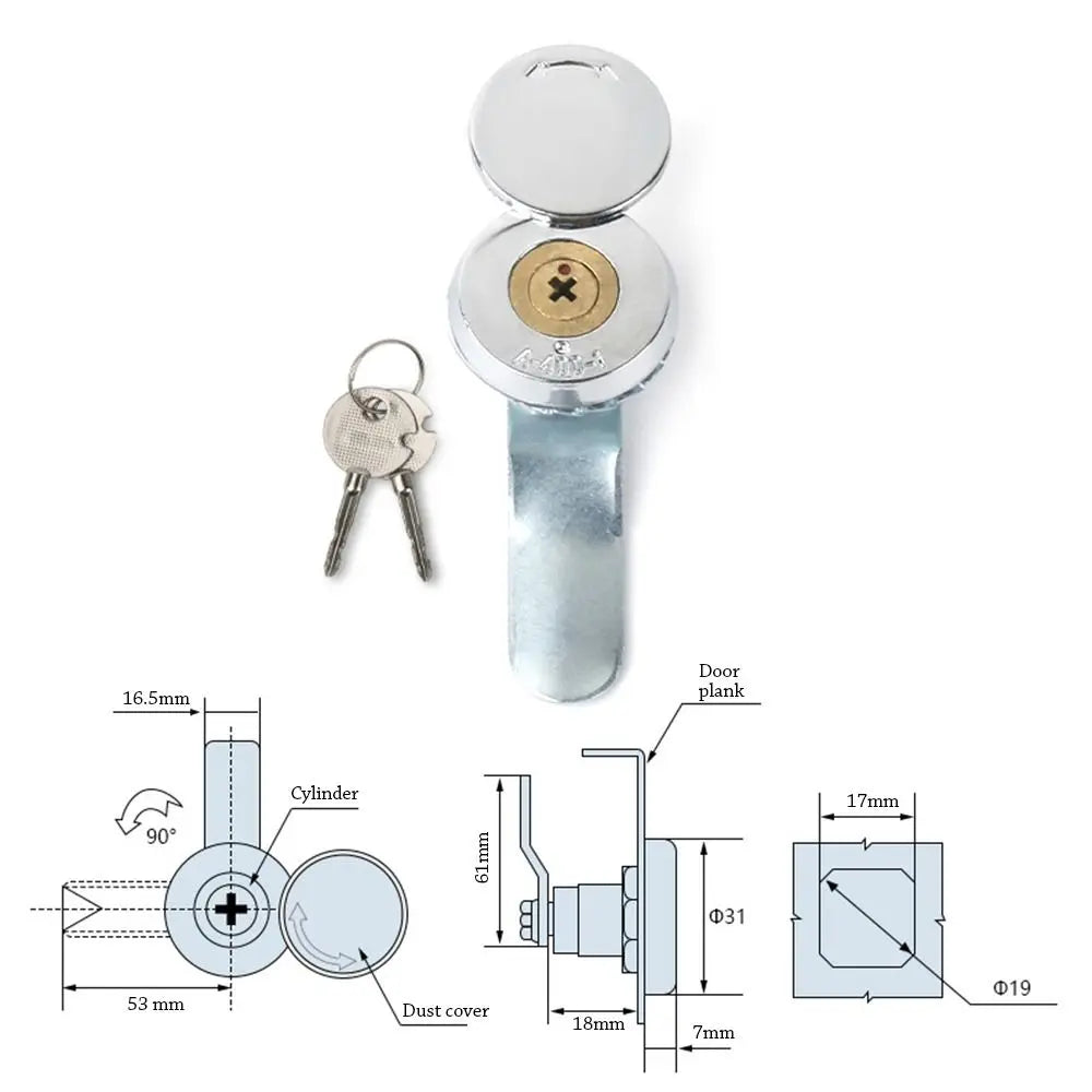 Zinc Alloy Cam Lock with Key – Cabinet & Mailbox Lock