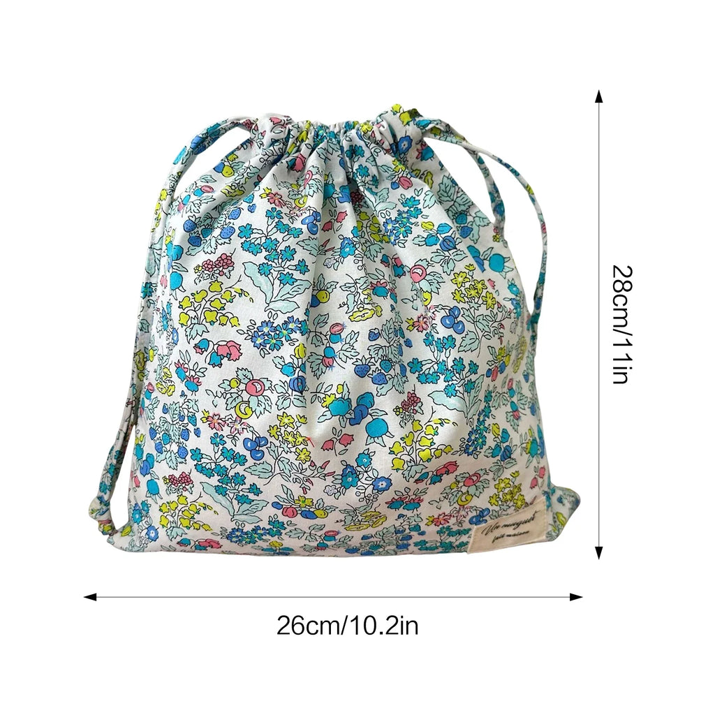 Floral Drawstring Cotton Gift Bags – Party Favors & Storage Pouches