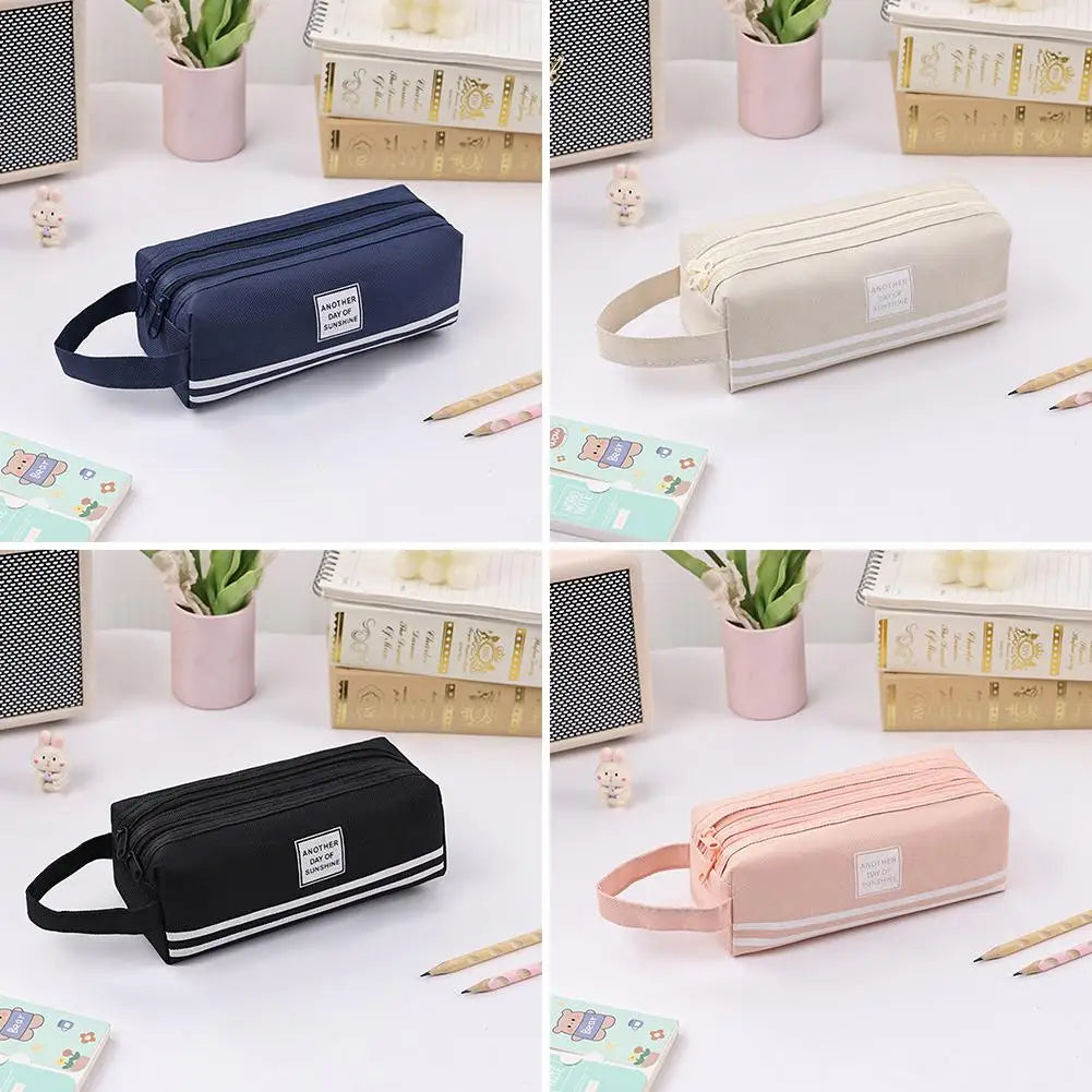 Large Capacity Double Layer Oxford Cloth Pencil Case