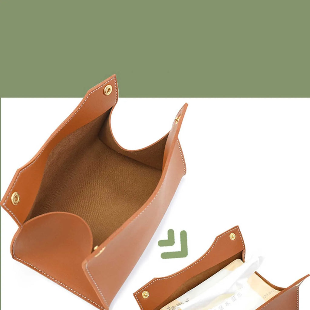 PU Leather Tissue Box Cover Holder | Elegant Desktop Organizer
