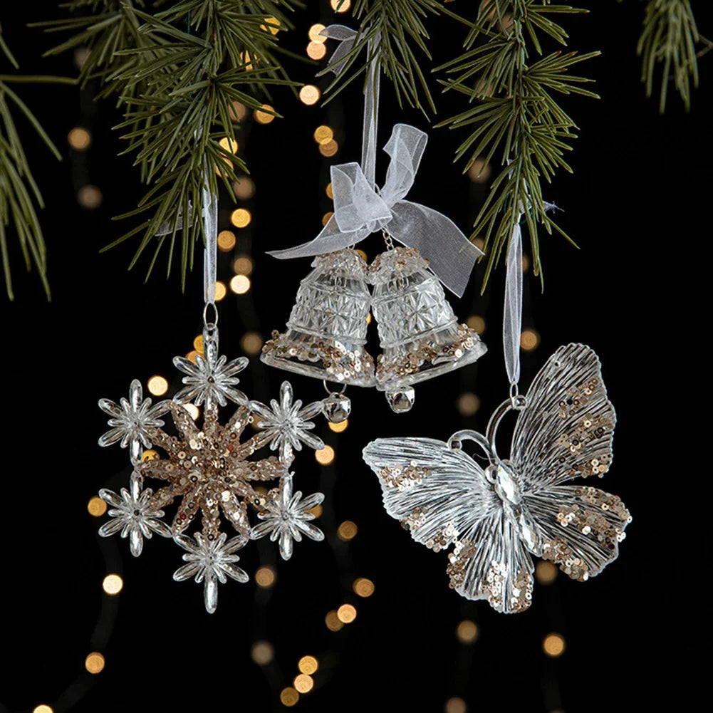 Crystal Acrylic Snowflake Christmas Tree Hanging Ornaments
