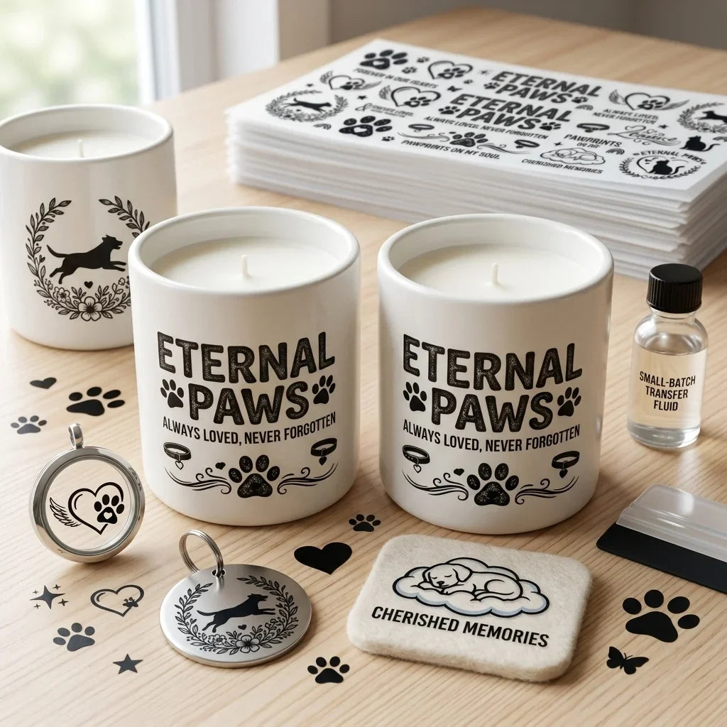 Pet Memorial UV Transfer Stickers | Paw Print Waterproof Decals