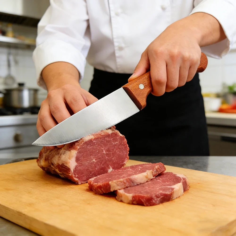 3-Piece BBQ Steak & Boning Knife Set – Stainless Steel Wood Handle