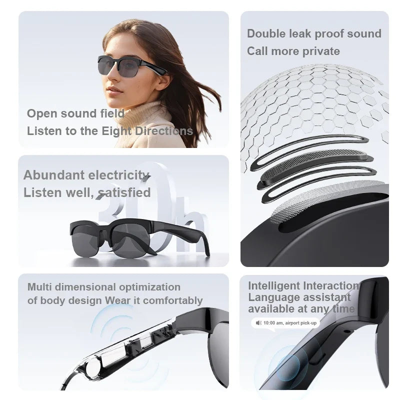 2026 Smart Glasses Bluetooth Call Voice Assistant Music Outdoor Sport