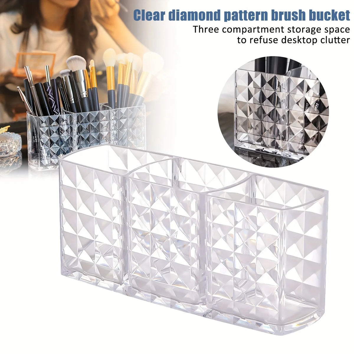 Acrylic Makeup Brush Holder & Desk Organizer – Set of 2