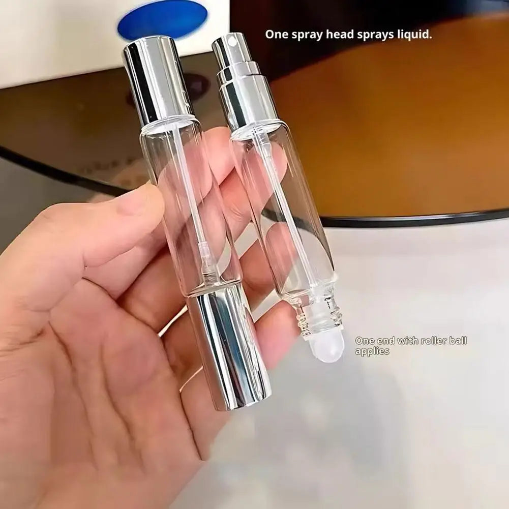 10ml Dual-End Refillable Glass Bottle – Sprayer & Roller Top