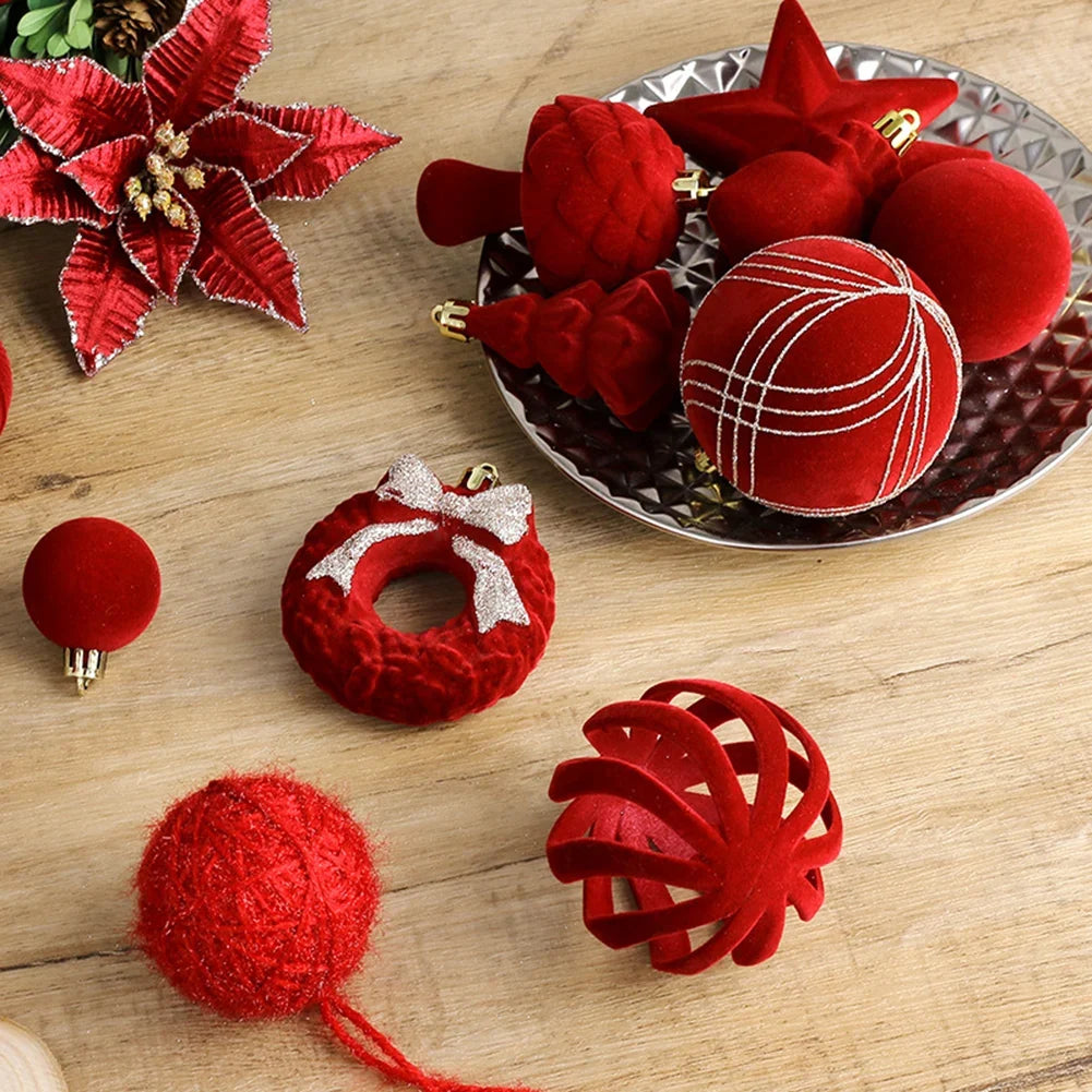 38-Piece Velvet Christmas Ball Ornaments – Mixed Color Set