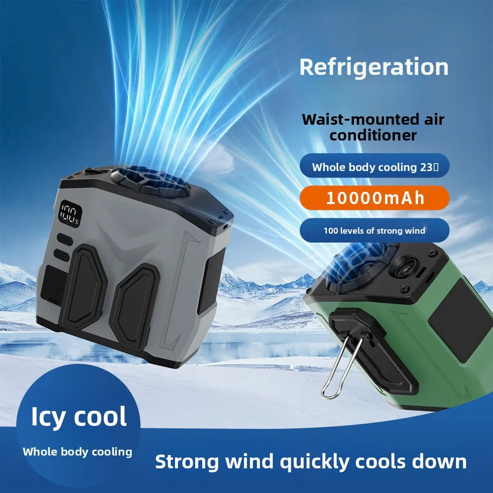 USB Rechargeable Waist & Neck Fan – Portable Turbine Outdoor Fan