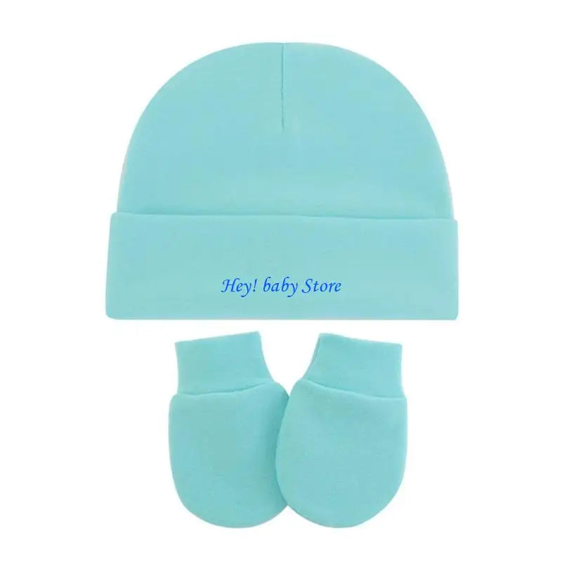 Baby Hat & No-Scratch Mittens Set | Soft Knit Turban Beanie