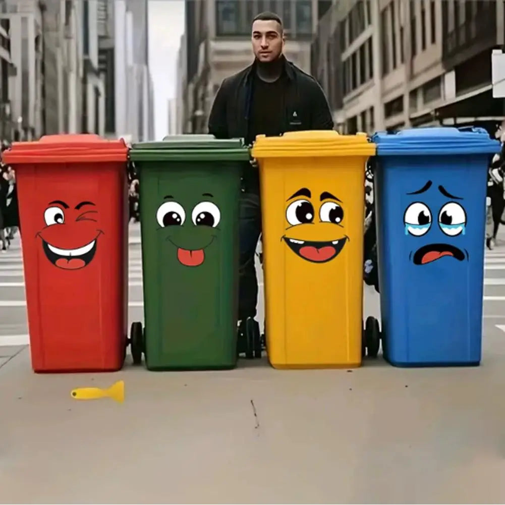 Cartoon Recycling Stickers – Waterproof PVC Trash Can Decals