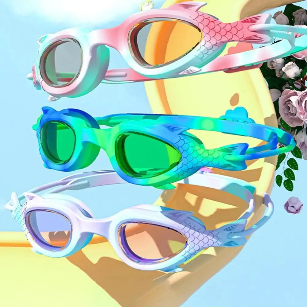 Kids Anti-Fog Swimming Goggles – Fish Shape Silicone, Ages 3–14