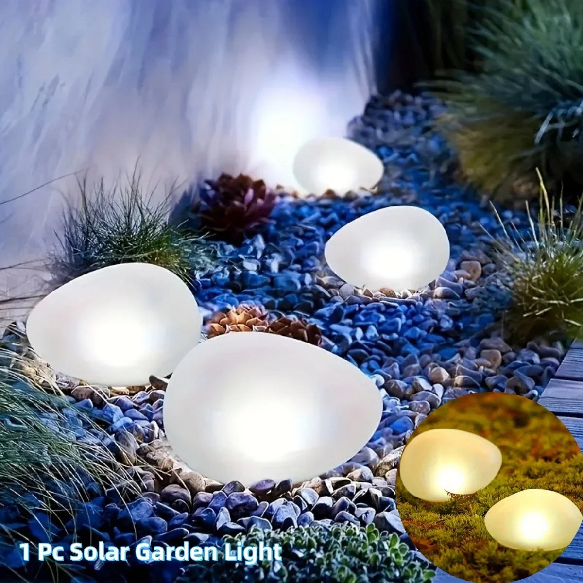 Solar Stone Ground Lamp – IP65 Waterproof LED Garden Lantern