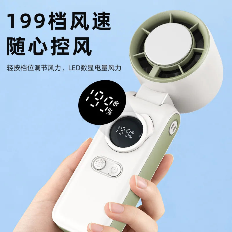 USB Handheld Turbo Fan | Digital Display, High-Speed Portable