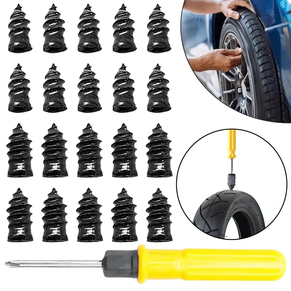 Tire Repair Nails 20 S+ Screwdriver Rubber Puncture Plugs Car
