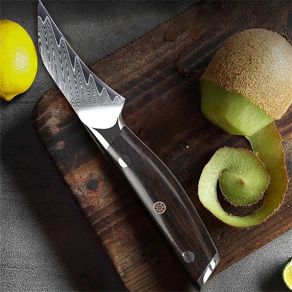 67-Layer Damascus Steel Paring Knife – Fruit Peeling Knife