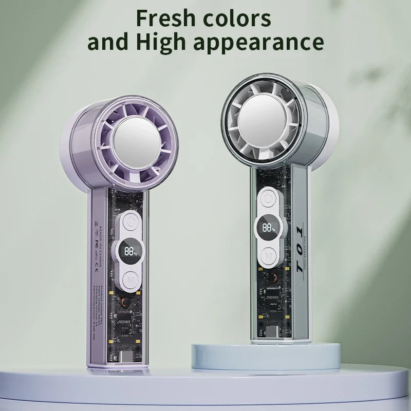 Portable USB Rechargeable Handheld Fan with LED Display