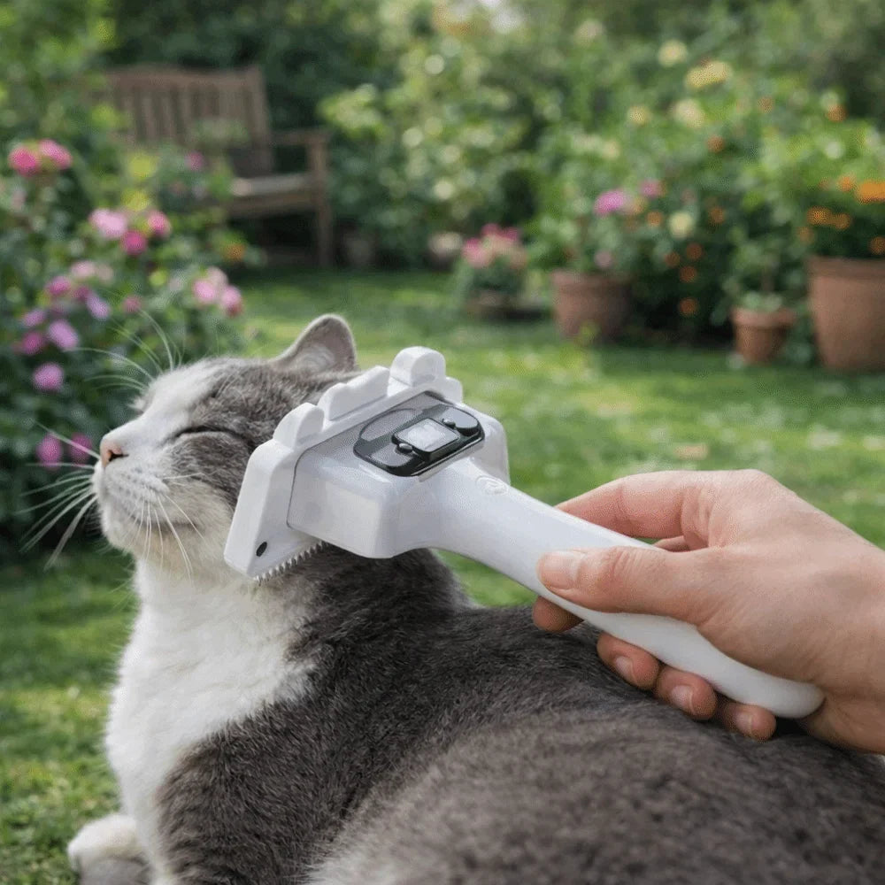 USB Rechargeable Pet Hair Remover Brush & Self-Cleaning Comb