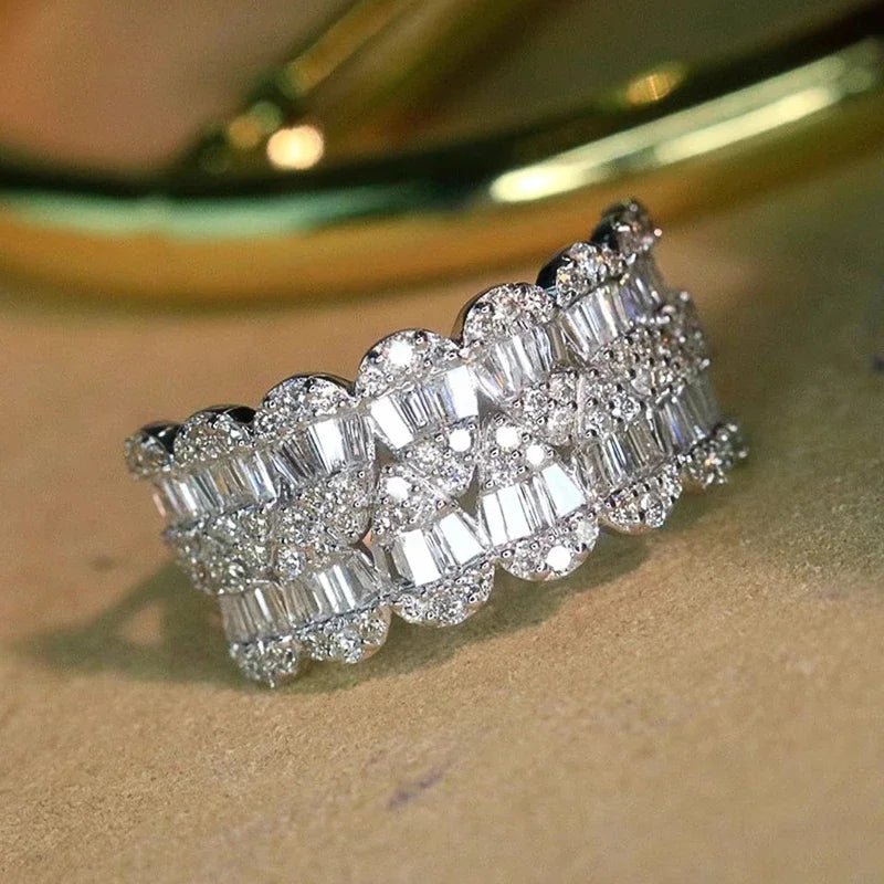 Huitan Cubic Zirconia Women's Wedding Band Ring | Sizes 5–14