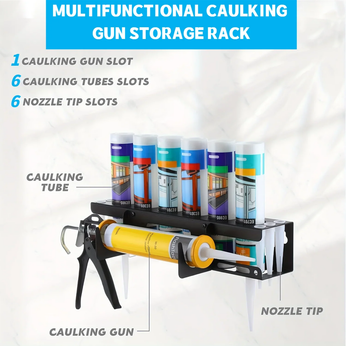 Caulking Gun Storage Rack Sealant Tube Holder Wall-mounted Organizer