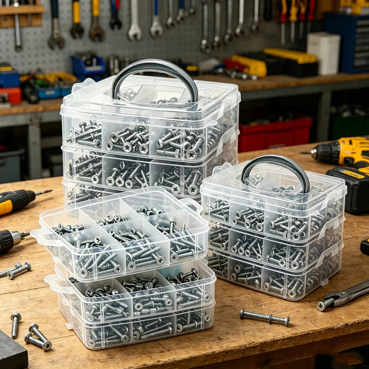 Stackable Plastic Hardware Accessory Storage Boxe Multi-layer