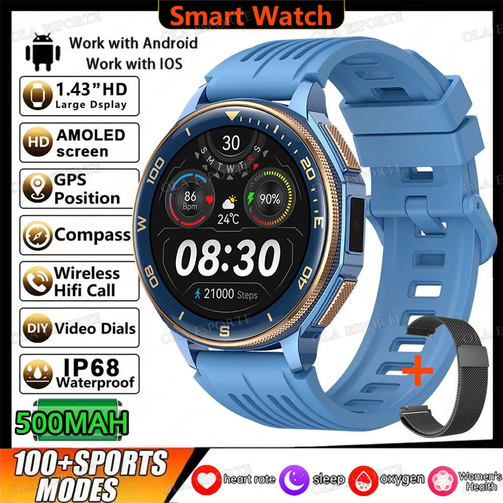 Ola Esporte GPS Smartwatch 1.43" AMOLED 500mAh 3ATM Sport