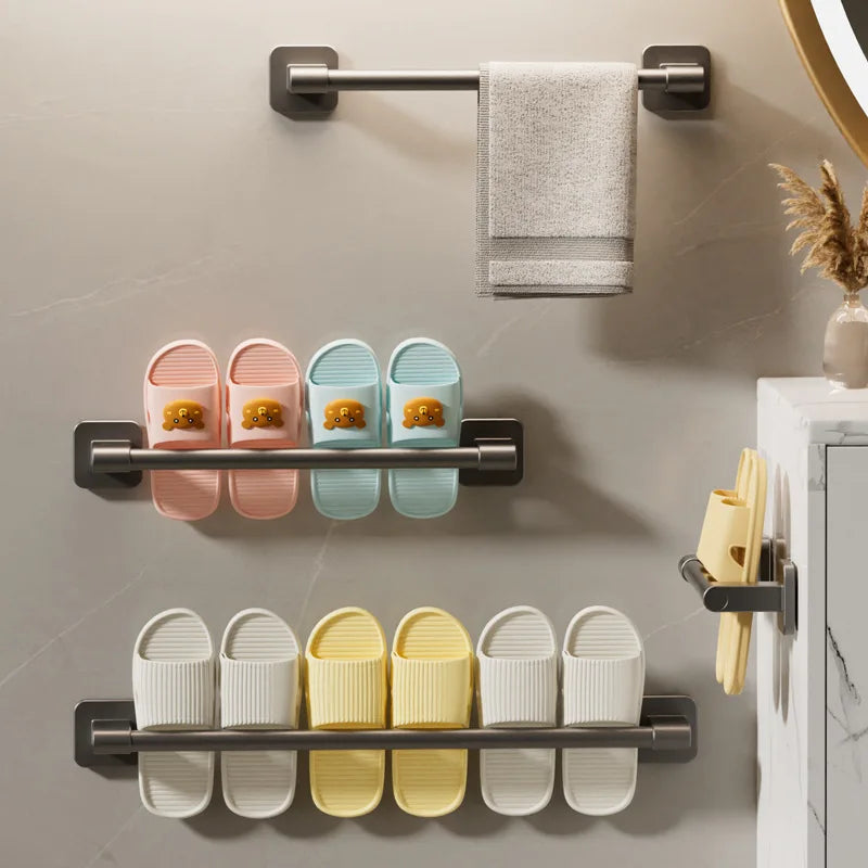 No-Drill Stainless Steel Towel Rack & Bathroom Shelf Organizer