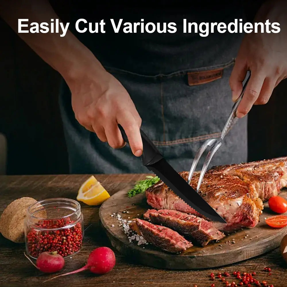 8.5" Serrated Stainless Steel Steak Knife Set – 2 to 8 Pc