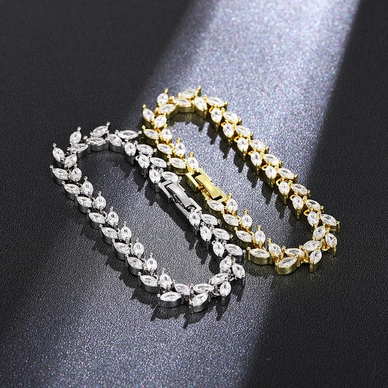 Huitan Marquise CZ Bracelet – Gold & Silver Women's Jewelry