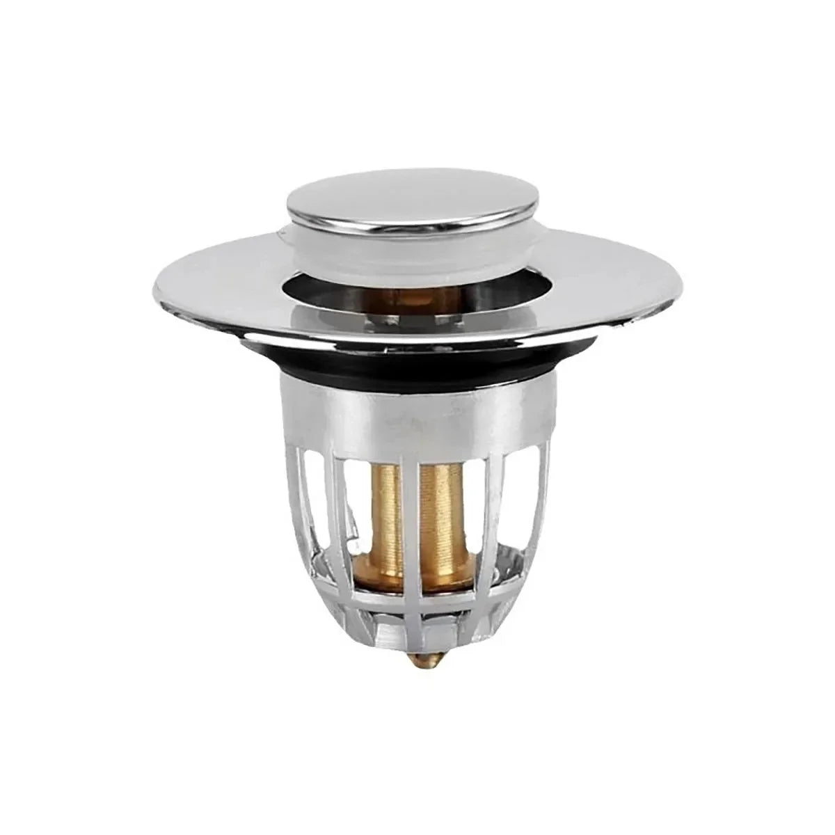 Chrome Pop-Up Sink Drain Stopper with Hair Catcher Filter