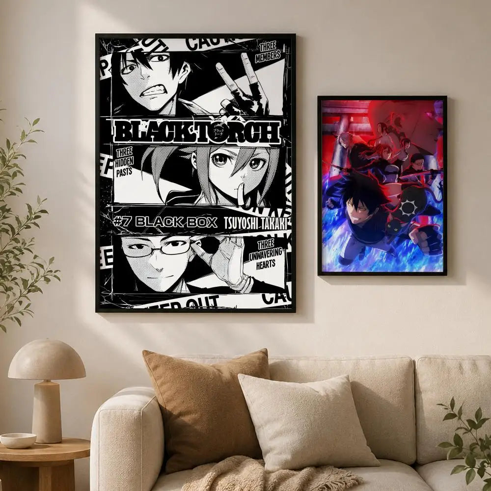 Black Torch Manga Waterproof PVC Peel & Stick Wall Poster