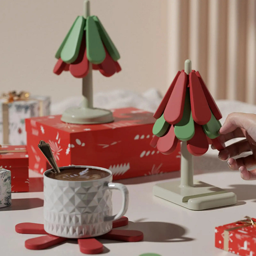 Tree Shape Trivet Anti Scald Foldable Silicone Trivets Dishes Heat