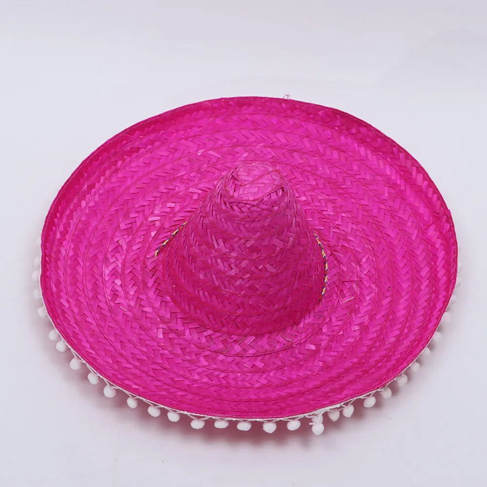 Colorful Wide Brim Straw Sombrero – Unisex Party Sun Hat