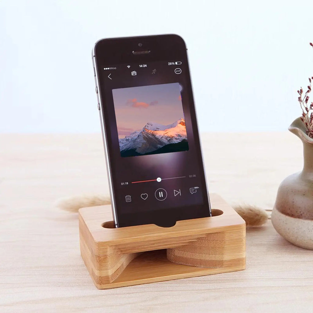 Wooden Phone Holder Passive Speaker Amplifier Dock Stand